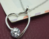 Ziconia Silver Open Heart Necklace