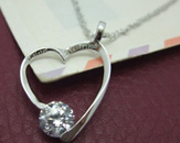 Ziconia Silver Open Heart Necklace Ziconia Silver Open Heart Necklace